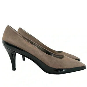New Anne Klein Couture 7.5 N tan black Italian suede vintage 80s 90s old money